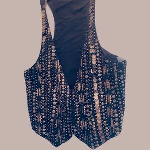 TRF Bohemian unique vest. Black with Bronze charms.